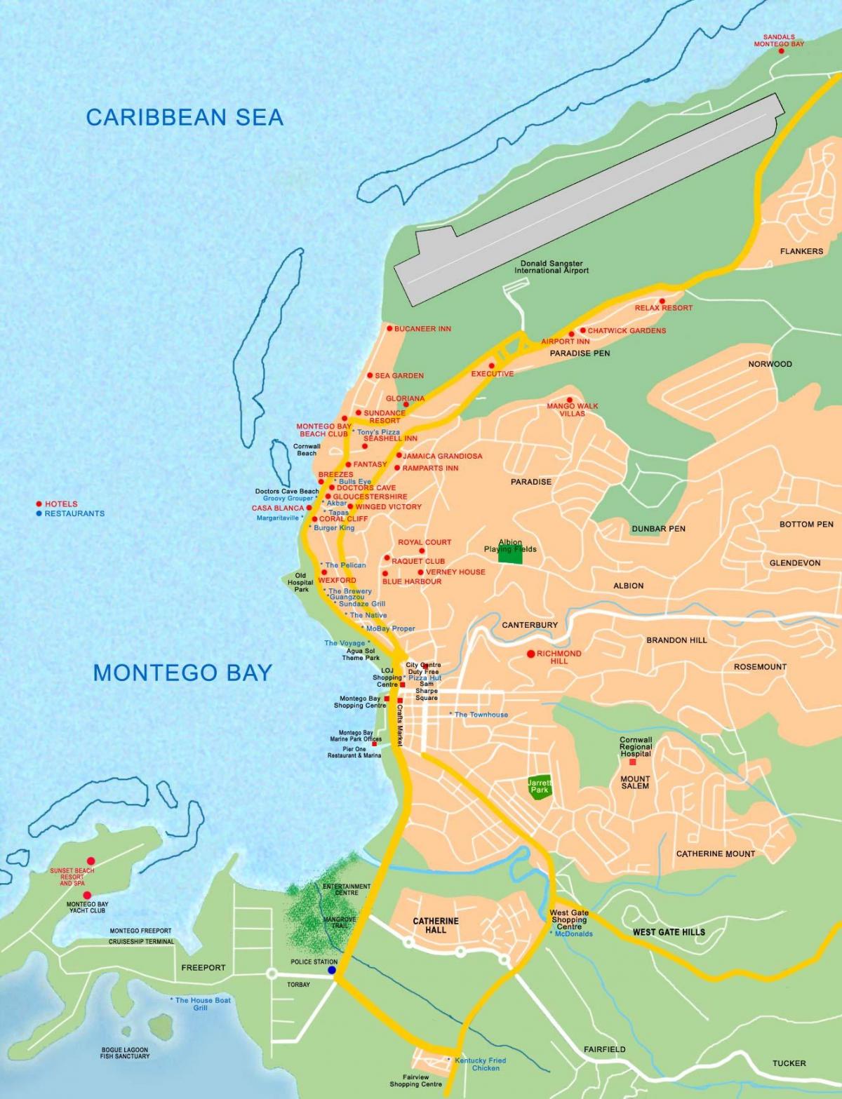 montego bay, τζαμάικα εμφάνιση χάρτη