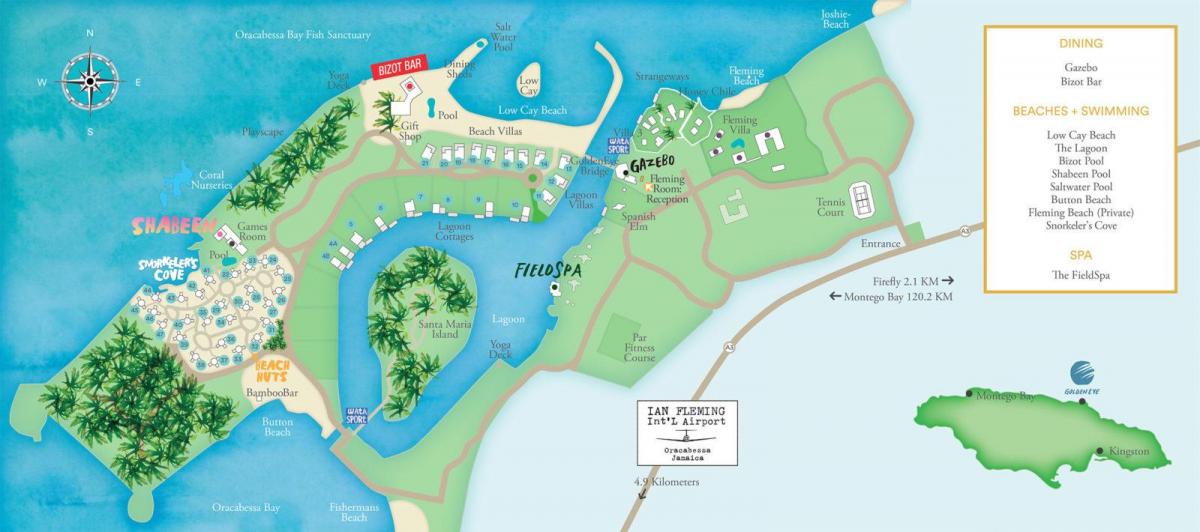 Χάρτης της τζαμάικα resorts