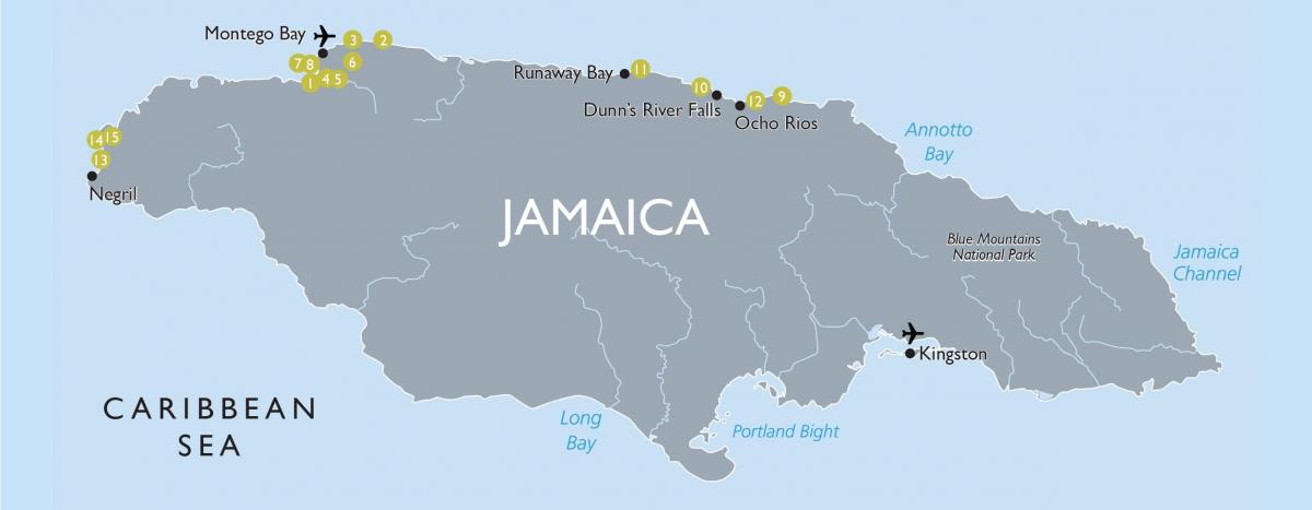 Χάρτης της τζαμάικα αεροδρόμια