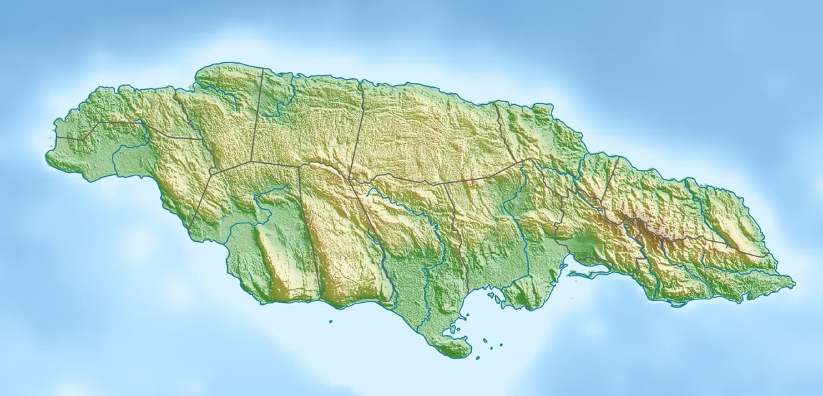 Χάρτης της ανακούφισης τζαμάικα