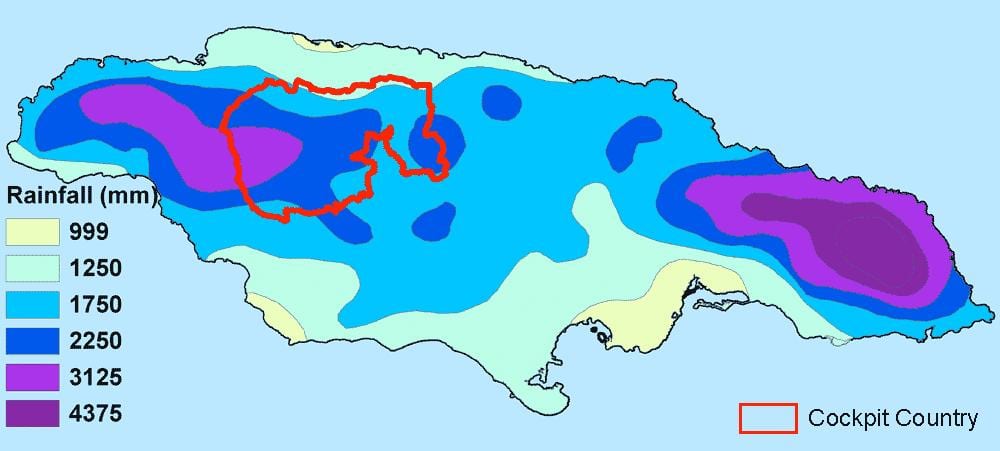 Χάρτης της τζαμάικα για το κλίμα