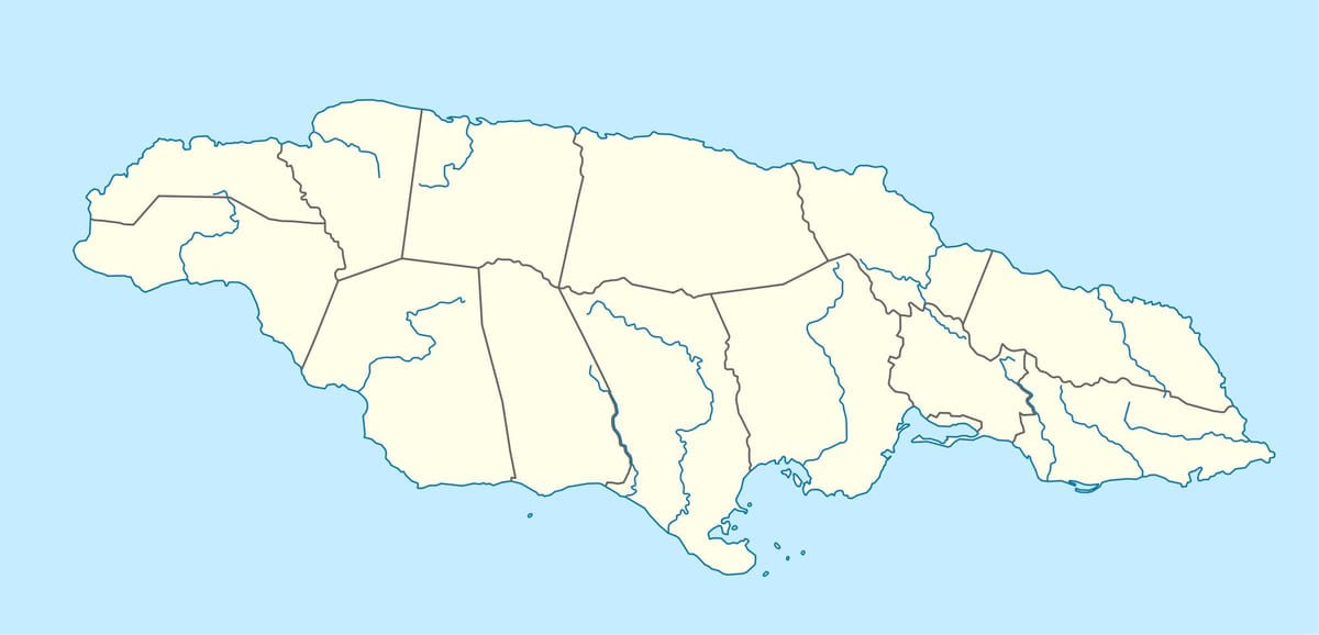 χάρτης της τζαμάικα εμφάνιση ποτάμια