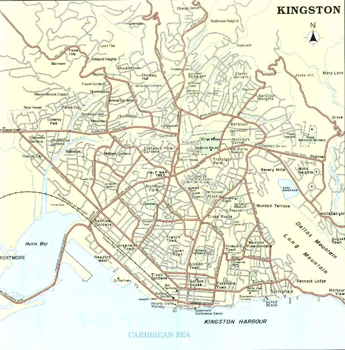 Χάρτης της kingston τζαμάικα γειτονιές