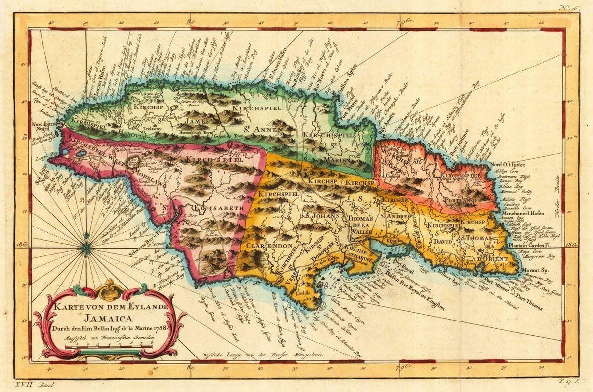 Χάρτης της vintage τζαμάικα