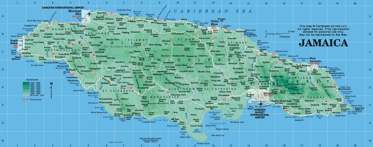 ένα χάρτη της τζαμάικα