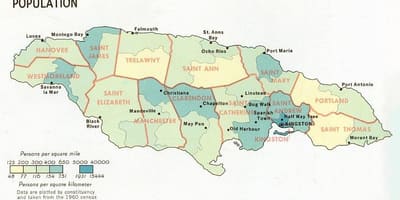 Πληθυσμός χάρτη της τζαμάικα