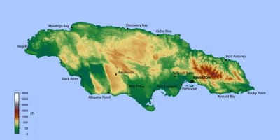 Χάρτης της τζαμάικα υψόμετρο 