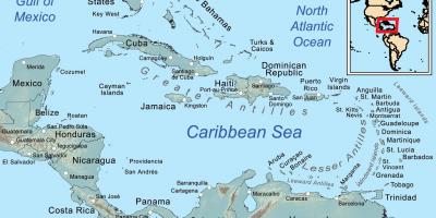 Χάρτης της τζαμάικα και τα γύρω νησιά