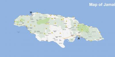 Χάρτης της τζαμάικα αεροδρόμια και τουριστικά θέρετρα